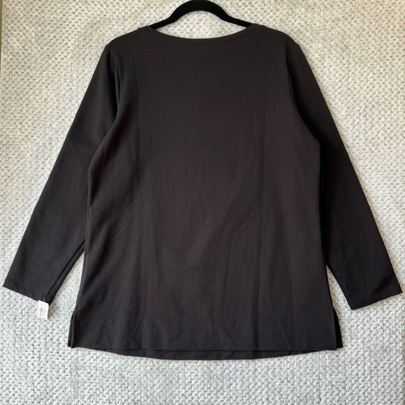 Susan Graver Top Women M Black Gray Embellished Boat Neck Long Sleeves NEW - Picture 6 of 10